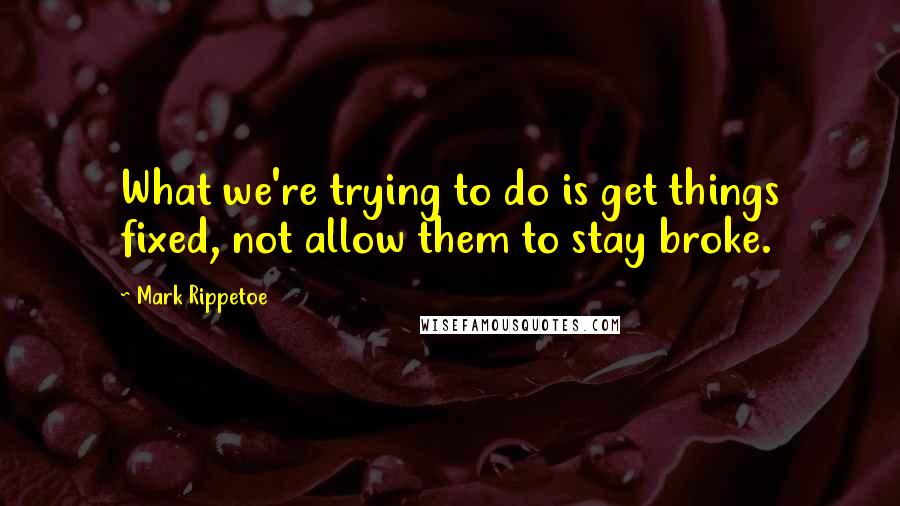 Mark Rippetoe Quotes: What we're trying to do is get things fixed, not allow them to stay broke.