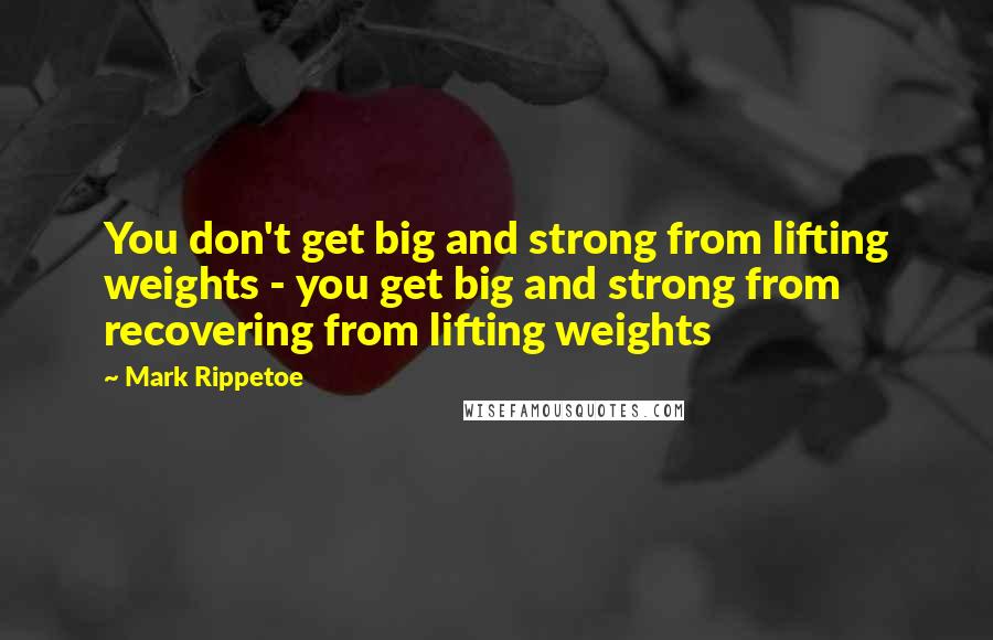 Mark Rippetoe Quotes: You don't get big and strong from lifting weights - you get big and strong from recovering from lifting weights