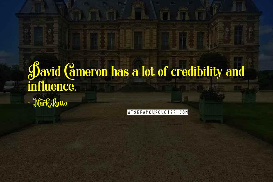 Mark Rutte Quotes: David Cameron has a lot of credibility and influence.