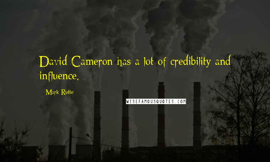 Mark Rutte Quotes: David Cameron has a lot of credibility and influence.