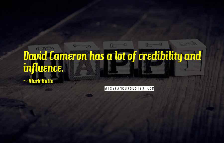 Mark Rutte Quotes: David Cameron has a lot of credibility and influence.