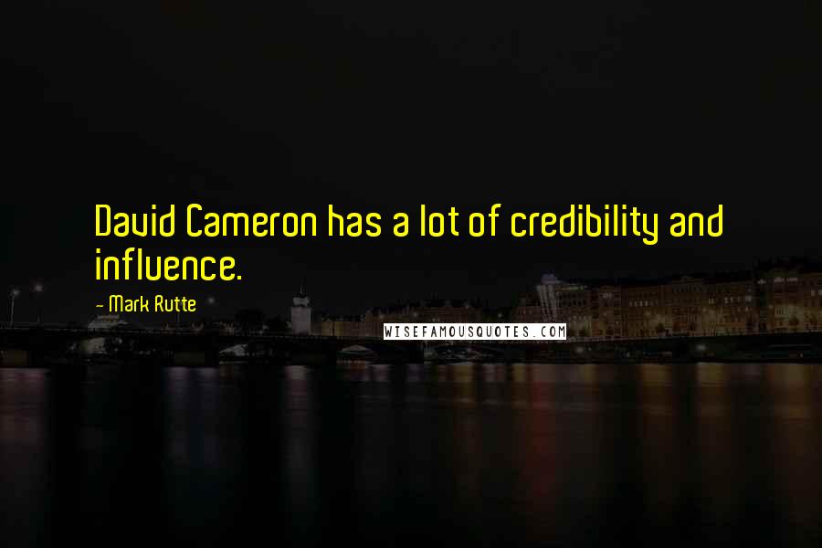 Mark Rutte Quotes: David Cameron has a lot of credibility and influence.