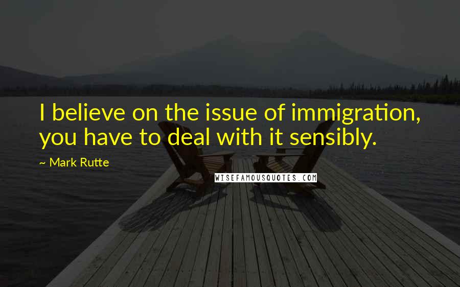 Mark Rutte Quotes: I believe on the issue of immigration, you have to deal with it sensibly.