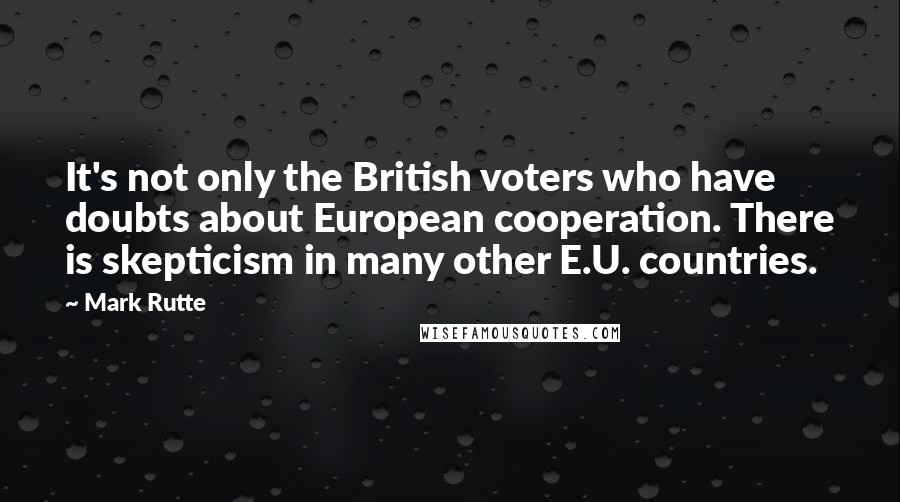 Mark Rutte Quotes: It's not only the British voters who have doubts about European cooperation. There is skepticism in many other E.U. countries.