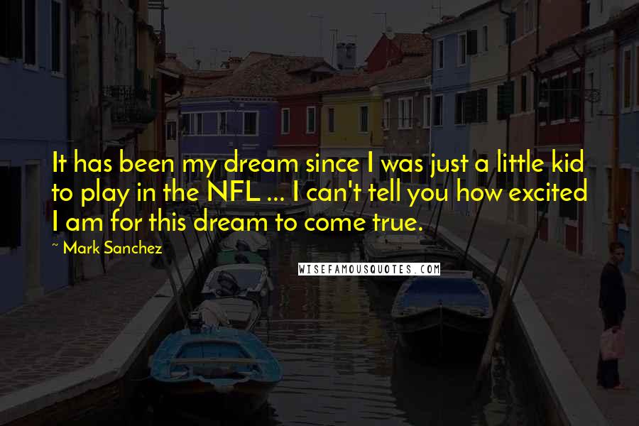 Mark Sanchez Quotes: It has been my dream since I was just a little kid to play in the NFL ... I can't tell you how excited I am for this dream to come true.