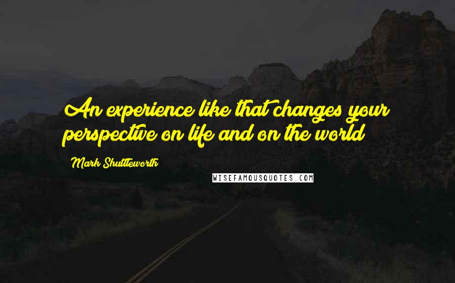 Mark Shuttleworth Quotes: An experience like that changes your perspective on life and on the world