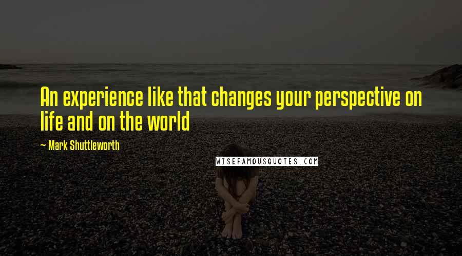 Mark Shuttleworth Quotes: An experience like that changes your perspective on life and on the world