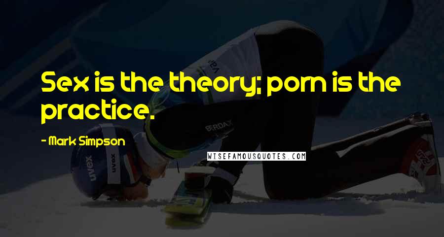 Mark Simpson Quotes: Sex is the theory; porn is the practice.