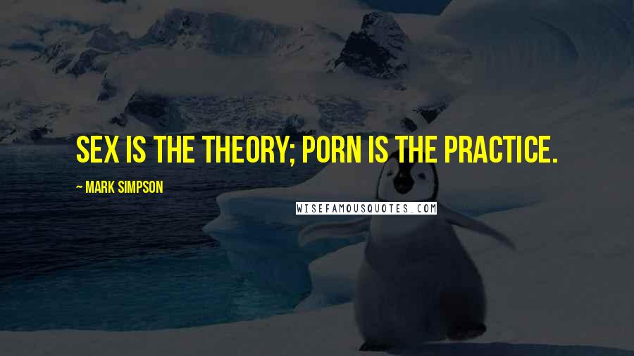 Mark Simpson Quotes: Sex is the theory; porn is the practice.