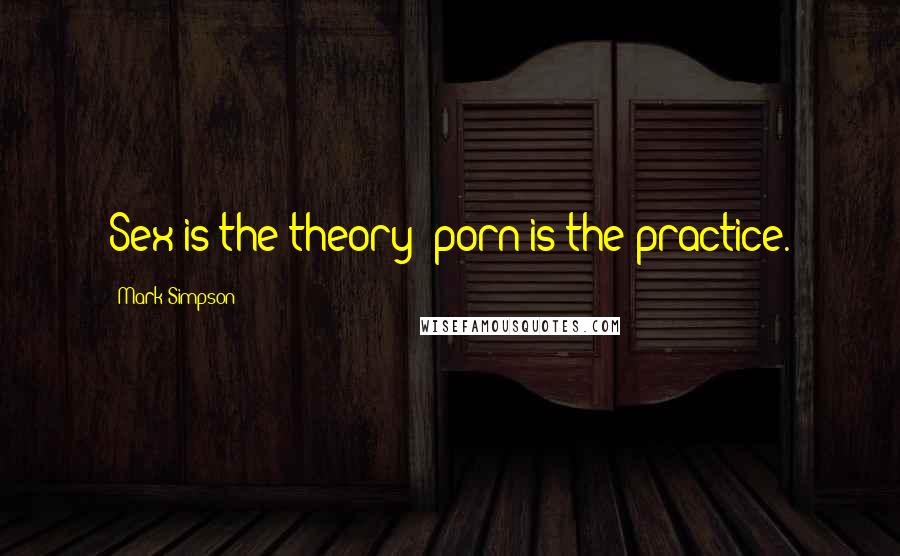 Mark Simpson Quotes: Sex is the theory; porn is the practice.