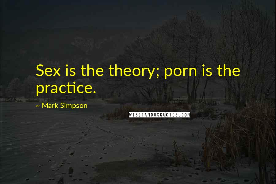 Mark Simpson Quotes: Sex is the theory; porn is the practice.