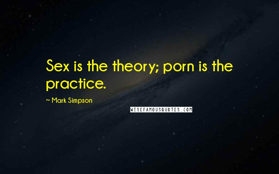 Mark Simpson Quotes: Sex is the theory; porn is the practice.