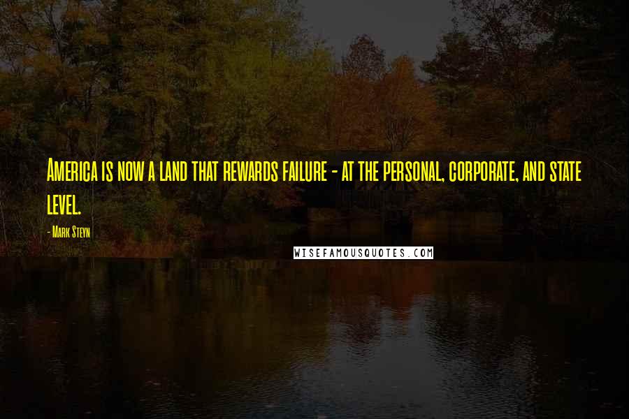 Mark Steyn Quotes: America is now a land that rewards failure - at the personal, corporate, and state level.