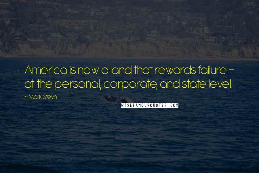 Mark Steyn Quotes: America is now a land that rewards failure - at the personal, corporate, and state level.