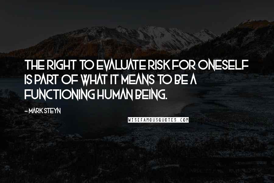 Mark Steyn Quotes: The right to evaluate risk for oneself is part of what it means to be a functioning human being.