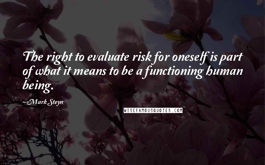 Mark Steyn Quotes: The right to evaluate risk for oneself is part of what it means to be a functioning human being.