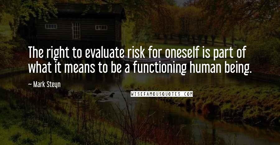 Mark Steyn Quotes: The right to evaluate risk for oneself is part of what it means to be a functioning human being.