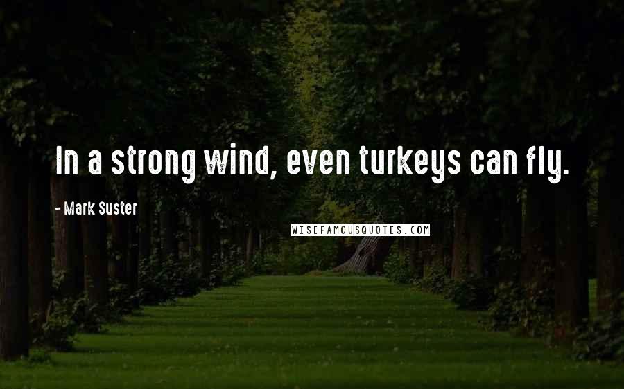 Mark Suster Quotes: In a strong wind, even turkeys can fly.