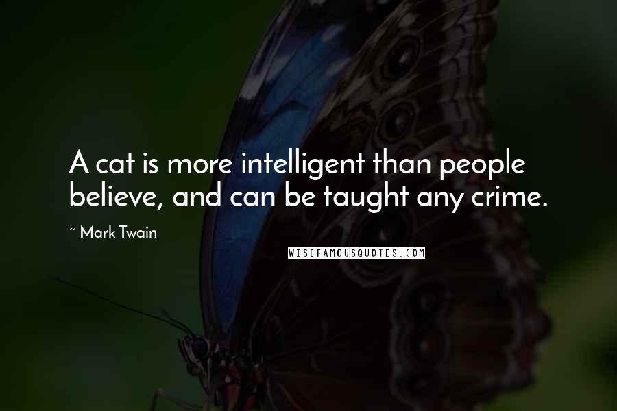 Mark Twain Quotes: A cat is more intelligent than people believe, and can be taught any crime.