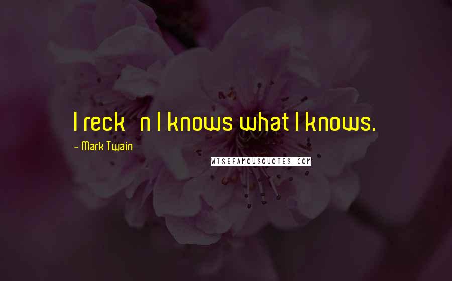 Mark Twain Quotes: I reck'n I knows what I knows.
