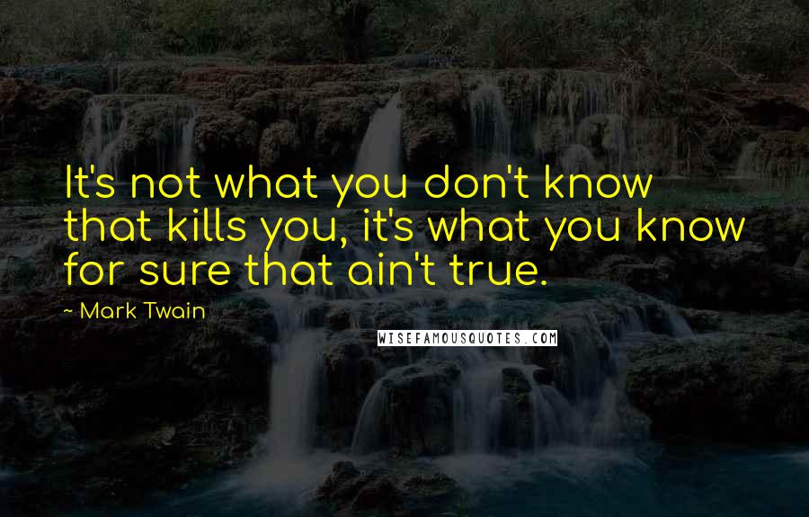 Mark Twain Quotes: It's not what you don't know that kills you, it's what you know for sure that ain't true.