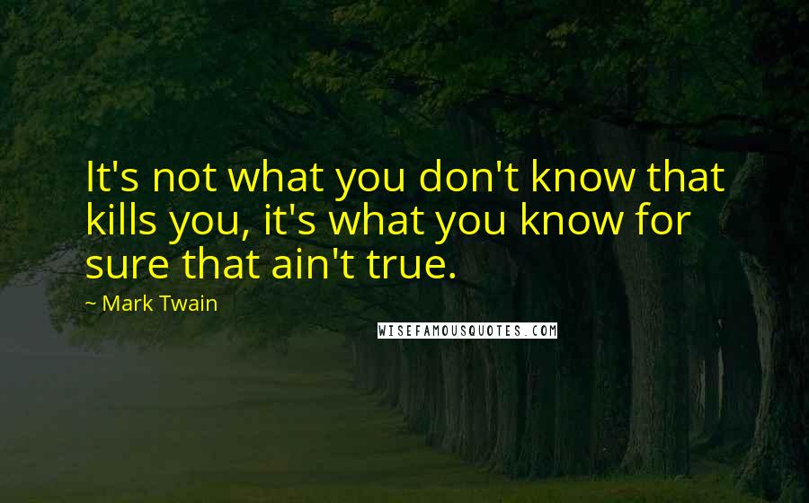 Mark Twain Quotes: It's not what you don't know that kills you, it's what you know for sure that ain't true.