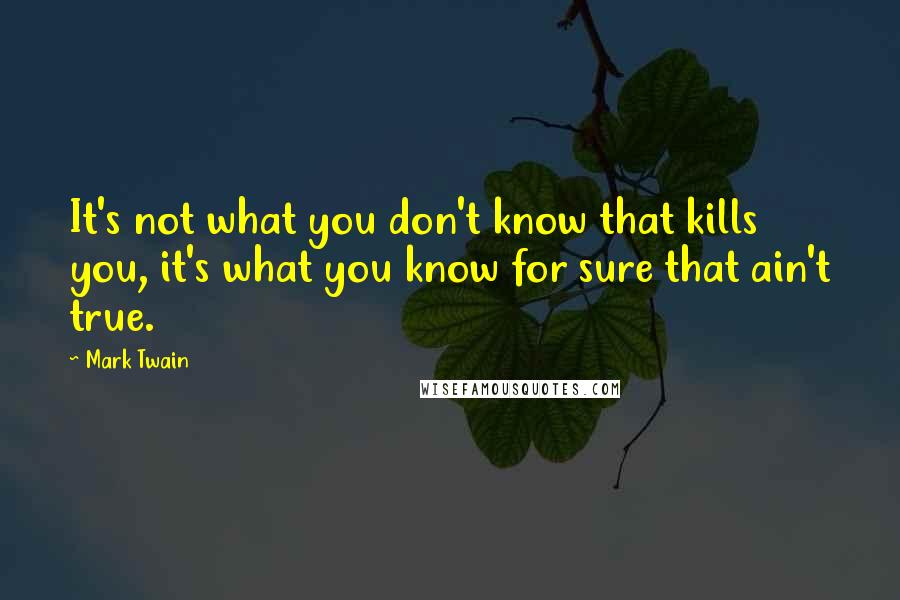 Mark Twain Quotes: It's not what you don't know that kills you, it's what you know for sure that ain't true.