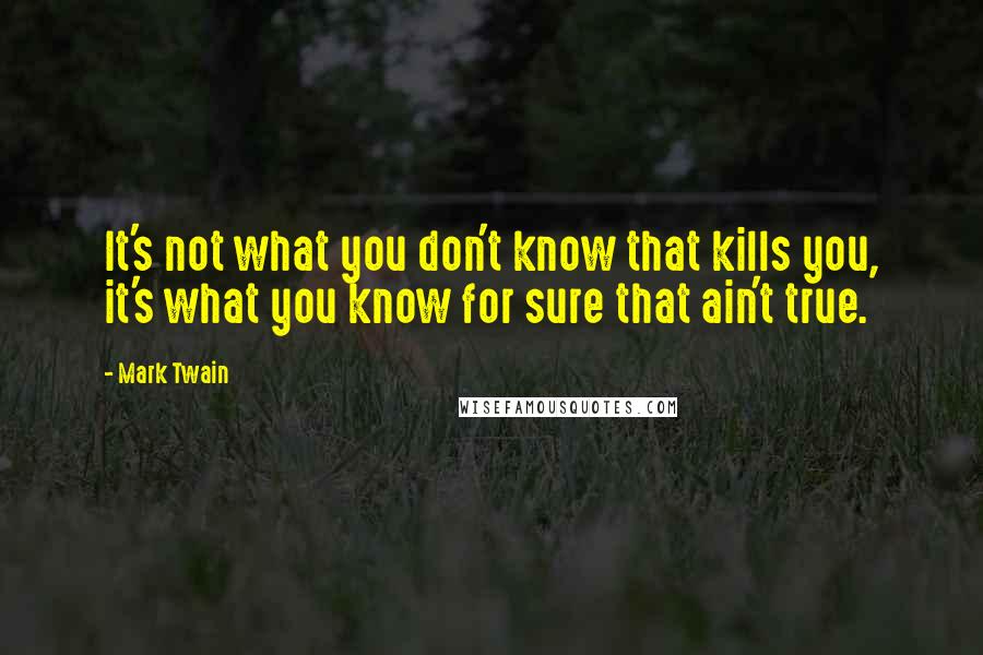 Mark Twain Quotes: It's not what you don't know that kills you, it's what you know for sure that ain't true.