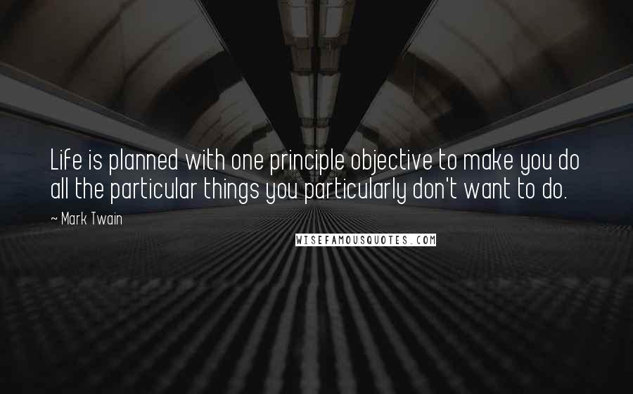 Mark Twain Quotes: Life is planned with one principle objective to make you do all the particular things you particularly don't want to do.