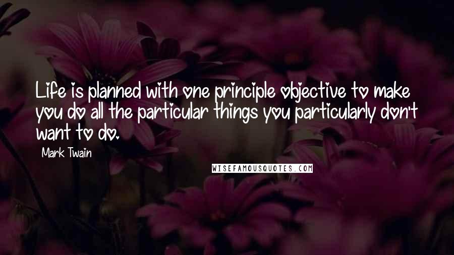 Mark Twain Quotes: Life is planned with one principle objective to make you do all the particular things you particularly don't want to do.