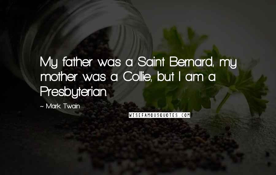 Mark Twain Quotes: My father was a Saint Bernard, my mother was a Collie, but I am a Presbyterian.