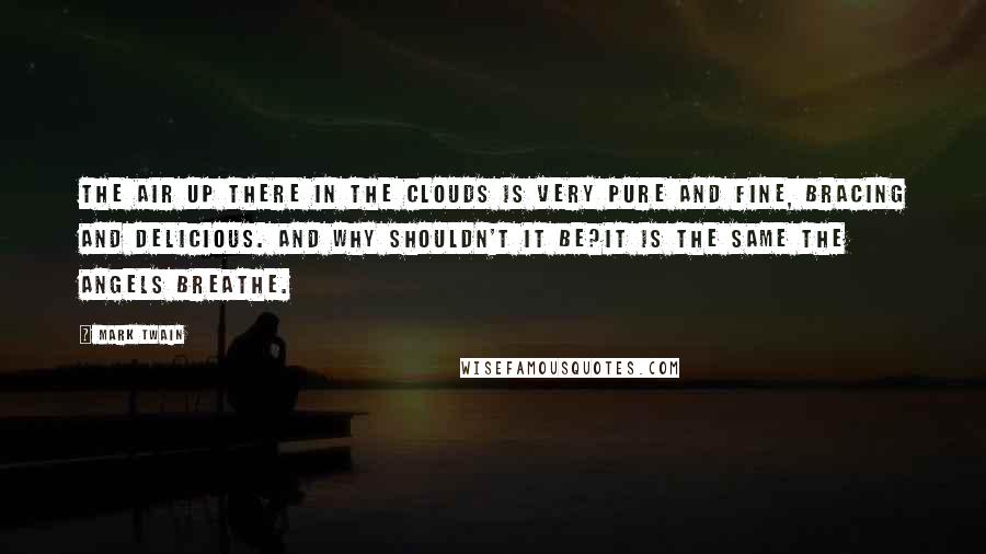Mark Twain Quotes: The air up there in the clouds is very pure and fine, bracing and delicious. And why shouldn't it be?it is the same the angels breathe.