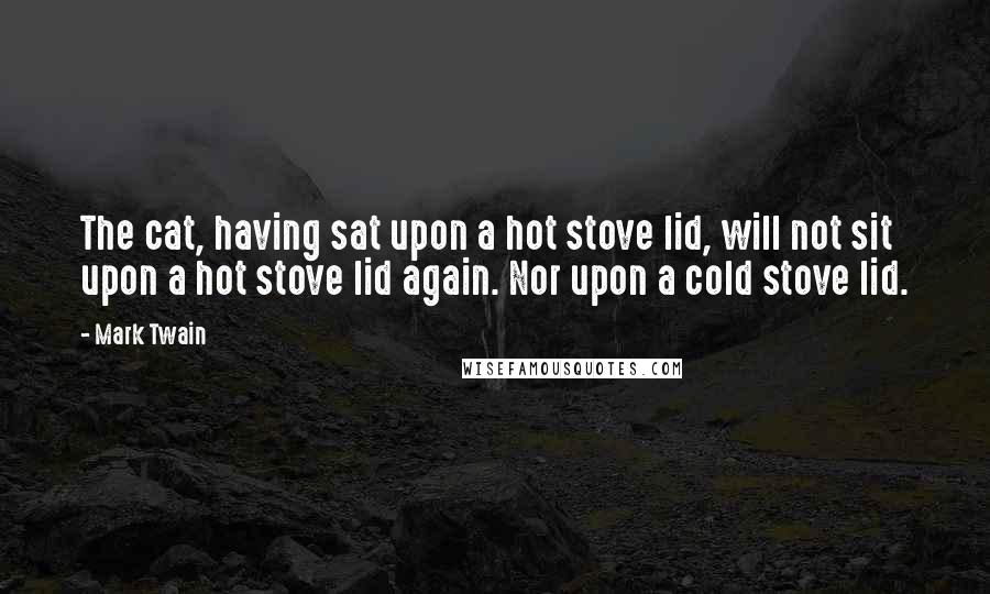 Mark Twain Quotes: The cat, having sat upon a hot stove lid, will not sit upon a hot stove lid again. Nor upon a cold stove lid.