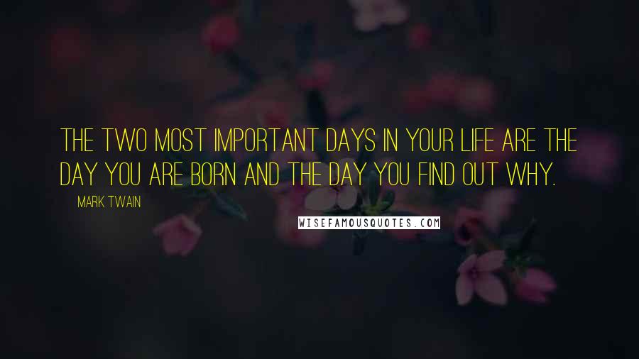 Mark Twain Quotes: The two most important days in your life are the day you are born and the day you find out why.