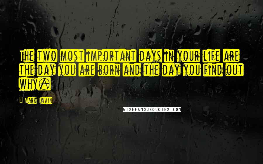 Mark Twain Quotes: The two most important days in your life are the day you are born and the day you find out why.
