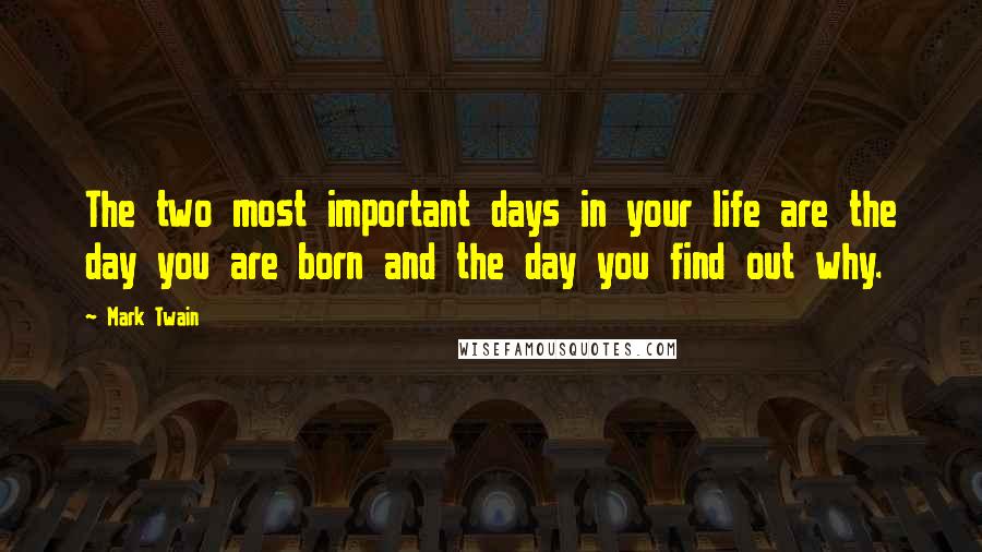 Mark Twain Quotes: The two most important days in your life are the day you are born and the day you find out why.