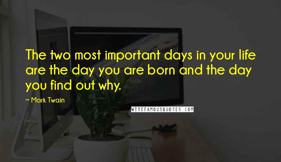 Mark Twain Quotes: The two most important days in your life are the day you are born and the day you find out why.