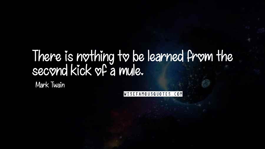 Mark Twain Quotes: There is nothing to be learned from the second kick of a mule.