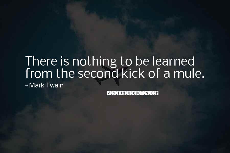 Mark Twain Quotes: There is nothing to be learned from the second kick of a mule.