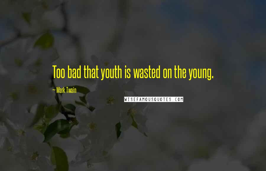 Mark Twain Quotes: Too bad that youth is wasted on the young.