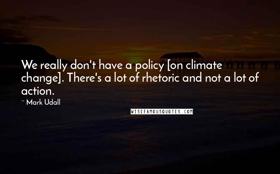 Mark Udall Quotes: We really don't have a policy [on climate change]. There's a lot of rhetoric and not a lot of action.