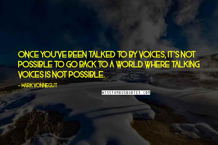 Mark Vonnegut Quotes: Once you've been talked to by voices, it's not possible to go back to a world where talking voices is not possible.