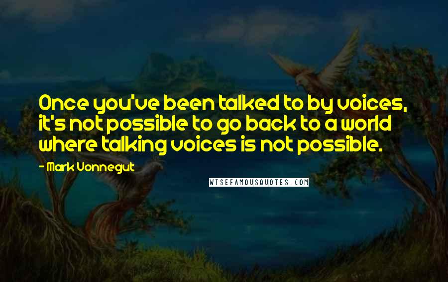 Mark Vonnegut Quotes: Once you've been talked to by voices, it's not possible to go back to a world where talking voices is not possible.