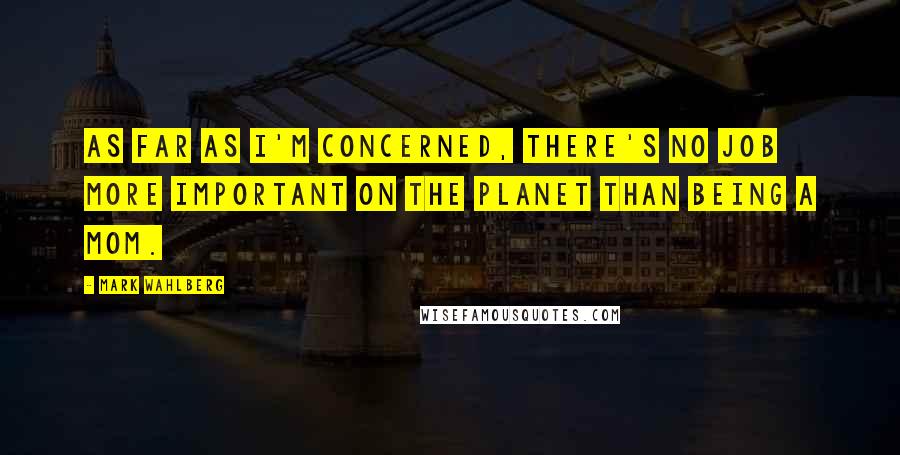 Mark Wahlberg Quotes: As far as I'm concerned, there's no job more important on the planet than being a mom.