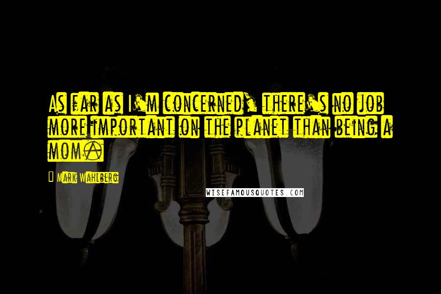 Mark Wahlberg Quotes: As far as I'm concerned, there's no job more important on the planet than being a mom.