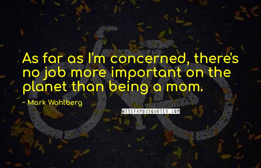 Mark Wahlberg Quotes: As far as I'm concerned, there's no job more important on the planet than being a mom.