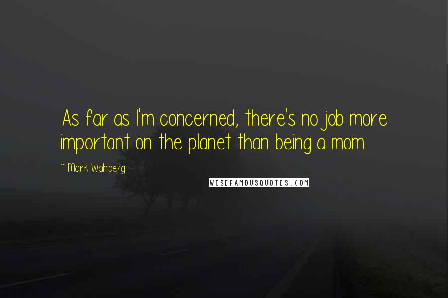 Mark Wahlberg Quotes: As far as I'm concerned, there's no job more important on the planet than being a mom.