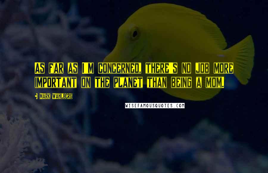Mark Wahlberg Quotes: As far as I'm concerned, there's no job more important on the planet than being a mom.