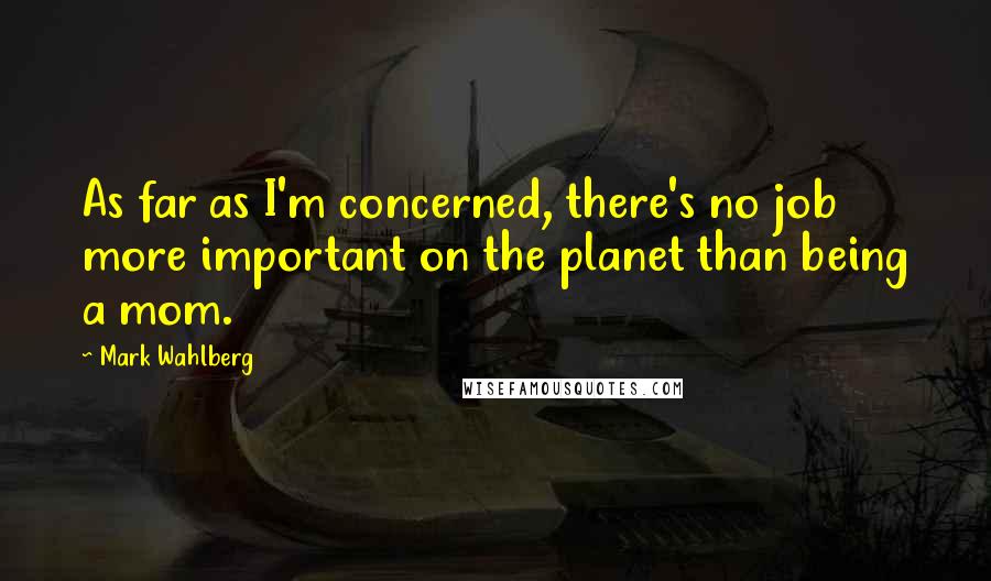 Mark Wahlberg Quotes: As far as I'm concerned, there's no job more important on the planet than being a mom.
