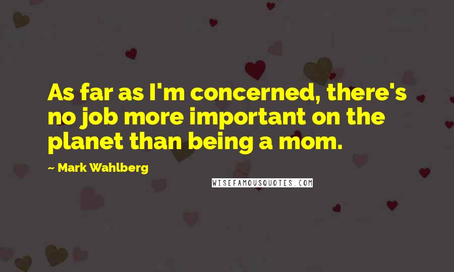 Mark Wahlberg Quotes: As far as I'm concerned, there's no job more important on the planet than being a mom.